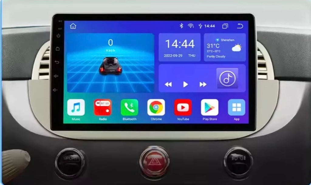 Wireless CarPlay Android AutoRadio per FIAT 500 (2007-2015) Colore Bianco o nero