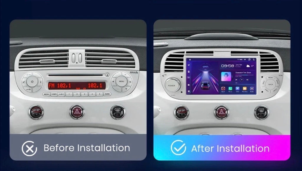 AWESAFE Wireless CarPlay Android AutoRadio FIAT 500 (2007-2015) Colore bianco o nero