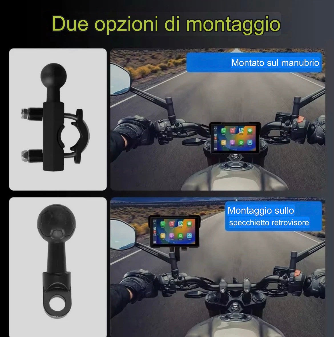 navigatore per moto 7”  Wireless GPS Touchscreen Carplay Android Auto Universale