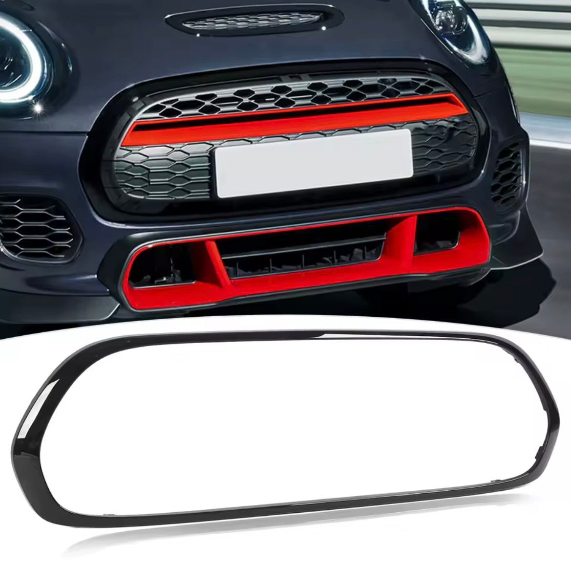 5pz Kit Total Black "Midnight Edition" per MINI F55 F56 F57 | Cornici Fari, Fanali e Griglia Glossy Black