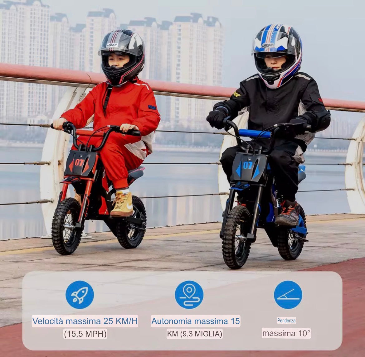 Moto Elettrica gioco Per Bambini 3-13 Anni 300w Minicross/Minimoto velocità 25km/h, Autonomia 15km, pneumatici da 12”