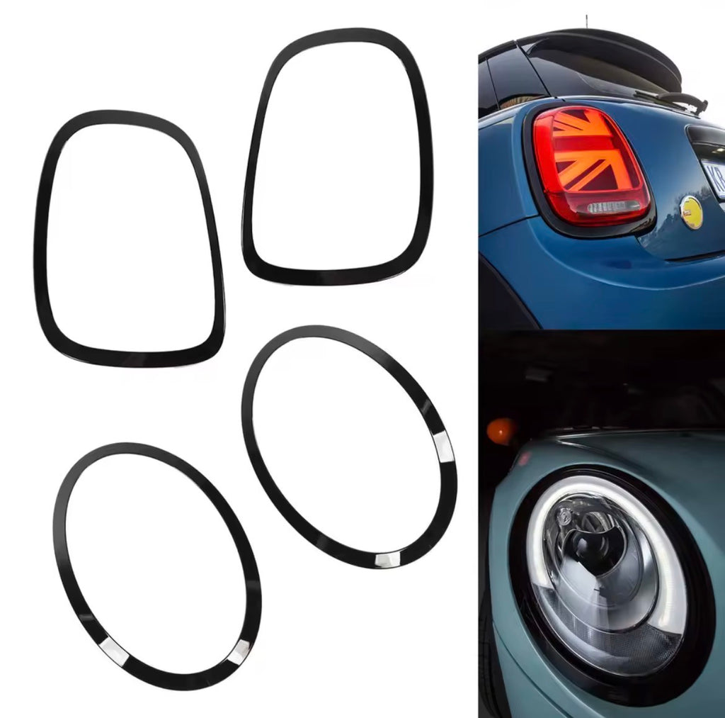 5pz Kit Total Black "Midnight Edition" per MINI F55 F56 F57 | Cornici Fari, Fanali e Griglia Glossy Black
