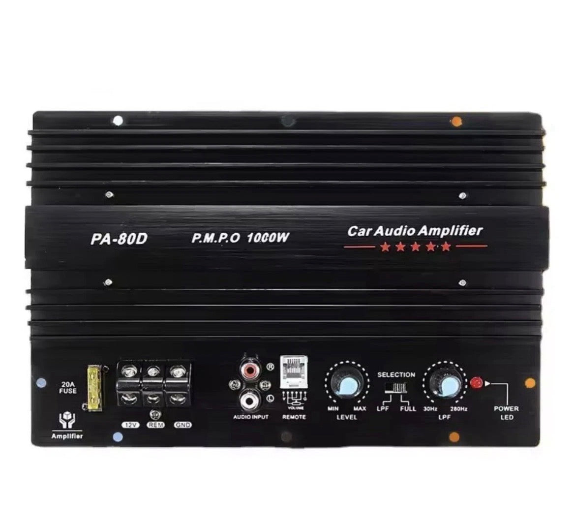 Amplificatore Mono 1000w Per Subwoofer 600w Rms, Alluminio Nero Salvaspazio